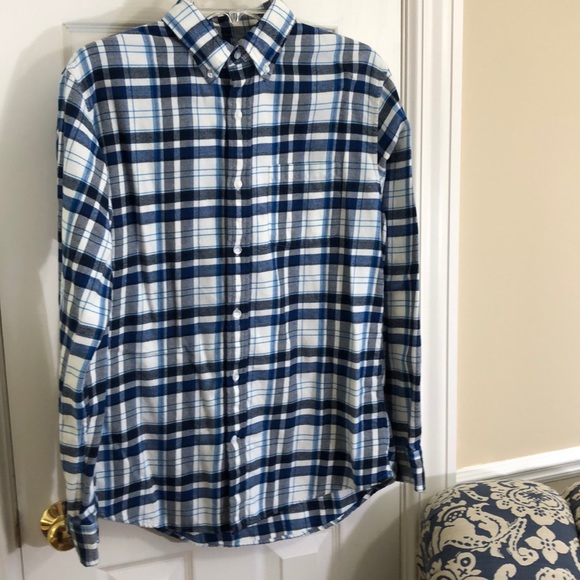 Lands' End Other - Lands End blue/black plaid cotton flannel shirt-M